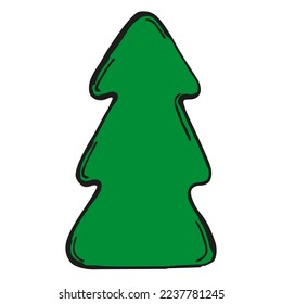 A hand-drawn simplified shape of a fur-tree. Vector illustration, icon on a white background