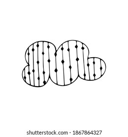 Hand-drawn single element cloud. Beautiful cloud for design and print, isolated on white background. Vector illustration
