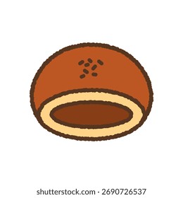 Hand-drawn single icon illustration: Anpan
