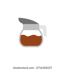 Ilustración dibujada a mano del solo icono: cafetera