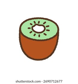 Ilustração de ícone único desenhado à mão: Corte kiwi