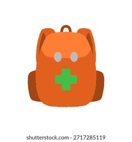 Ilustración dibujada a mano del solo icono: Bolso de los primeros auxilios