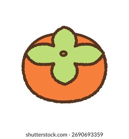 Hand-drawn single icon illustration: Persimmon