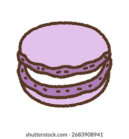 Ilustración de icono único dibujado a mano Sweets Macaron