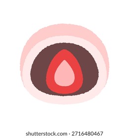 Dibujado a mano ilustración de un solo icono Dulces Fresa Daifuku