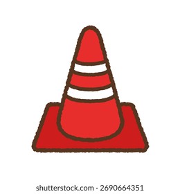 Hand-drawn single icon illustration: Traffic cone