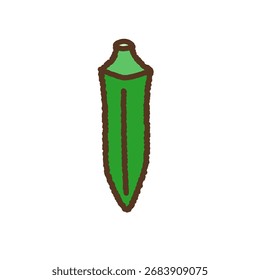 Hand-drawn single icon illustration Vegetable Okra