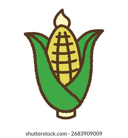 Ilustración de icono único dibujado a mano Verduras Maíz