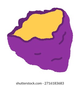 Ilustración de icono único dibujado a mano Verduras Batata cortada