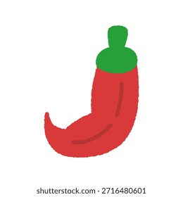 Hand-drawn single icon illustration Vegetables Chili pepper