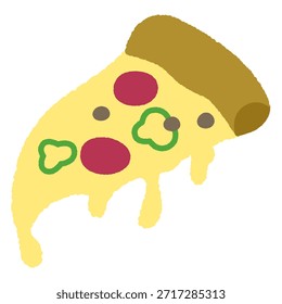 Icono de un solo artículo dibujado a mano: rebanadas ​​pizza