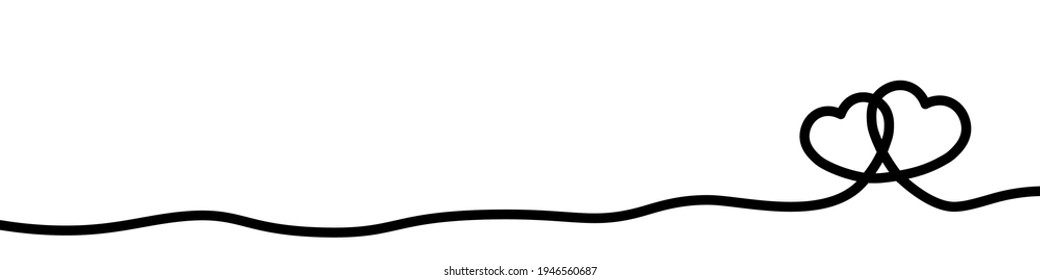 Hand-drawn single thin line hearts
