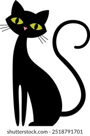 Handdrawn Sitting Cat Vector Illustration