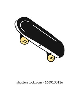 Patinaje hecho a mano al estilo Doodle. Ilustración vectorial aislada en un fondo blanco.Adecuada para pantalones en t, afiches, iconos para un sitio web o aplicación.
