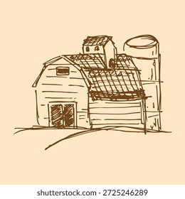 Handdrawn sketch of an Barn