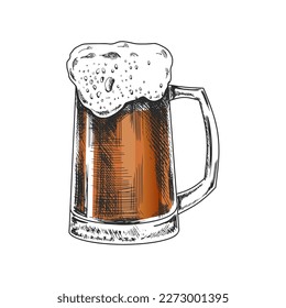 Hand-drawn sketch of  beer mug  isolated on white background. Vector vintage engraved illustration.