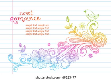 Hand-Drawn Sketch  floral composition, Vector Illustration