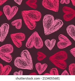 Hand-drawn sketch heart texture background vector illustration.