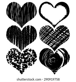 Hand-drawn sketch hearts for Valentines Day design. Vector illustration.