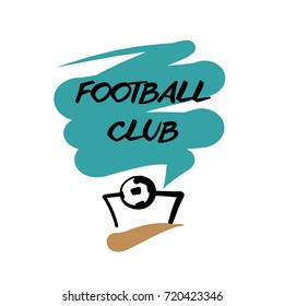 Hand-drawn sketch image template emblem, sign, logo, logotype for football, soccer club, team. Vector illustration isolated on white background.  