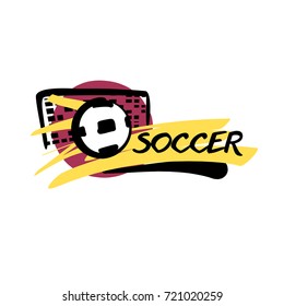 Hand-drawn sketch image template emblem, sign, logo, logotype for football, soccer club, team. Vector illustration isolated on white background.  