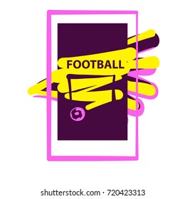 Hand-drawn sketch image template set banner, poster, flyer with emblem, sign, logo, logotype for football, soccer club, team. Vector illustration. 