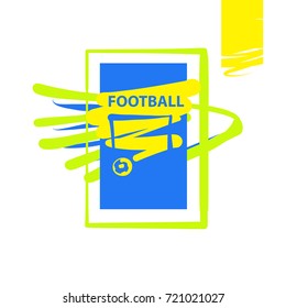 Hand-drawn sketch image template set banner, poster, flyer with emblem, sign, logo, logotype for football, soccer club, team. Vector illustration. 