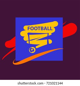Hand-drawn sketch image template set banner, poster, flyer with emblem, sign, logo, logotype for football, soccer club, team. Vector illustration. 