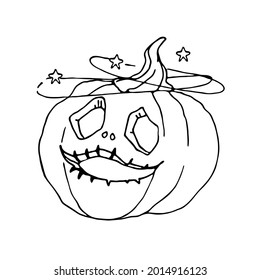 Un boceto hecho a mano de Jack el farol aislado en un fondo blanco. Elemento para el diseño decorativo de otoño, halloween