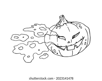A hand-drawn sketch of Jack the lantern isolated on a white background. Element for autumn decorative design, halloween