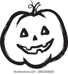 Hand-Drawn Sketch of a Jack-O'-Lantern Pumpkin for Halloween Design