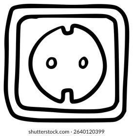 Hand-drawn sketch line brush electrical outlet socket.