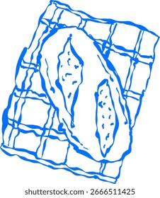 Hand-drawn sketch of a loaf of bread, sliced and ready to eat, representing simple, wholesome food.
