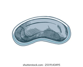 Hand-drawn sketch of medical steel plate on a white background.  Stomatology attributes. Dentistry tools and equipment.