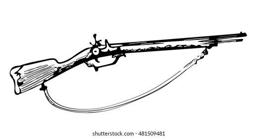 Hand-drawn Sketch Of Musket. Vintage Illustration