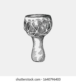 Hand-drawn sketch of National Azerbaijan Musical Instrument called Darbuka or Dumbek (percussion musical instrument, drump)