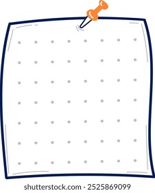 Handdrawn Sketch Paper Note Sheet With Pin Vector Illustration