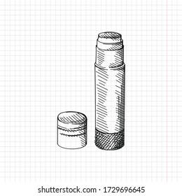 Hand-drawn sketch of a pencil sharpener on a white background. Stationery Supplies for School and Office	
