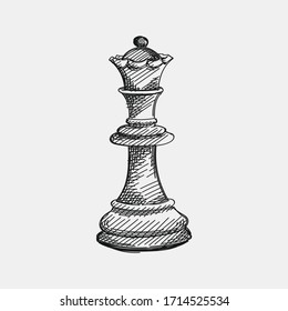 Handdrawn Sketch Queen Chess Piece On Stock Vector (Royalty Free