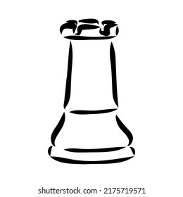 Hand-drawn sketch set of Chess pieces on a white background. Chess. Check mate. King, Queen, Bishop, Knight, Rook, Pawn. Vector icons.