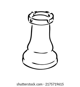 Hand-drawn sketch set of Chess pieces on a white background. Chess. Check mate. King, Queen, Bishop, Knight, Rook, Pawn. Vector icons.