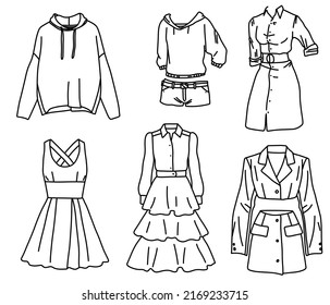 Handdrawn Sketch Set Different Womens Fashion Stock Vector (Royalty ...