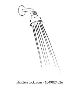 Hand-drawn sketch of shower head on a white background. Bathroom appliances. Bathroom equipment, shower head, vector sketch illustration