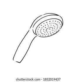 Hand-drawn sketch of shower head on a white background. Bathroom appliances. Bathroom equipment, shower head, vector sketch illustration