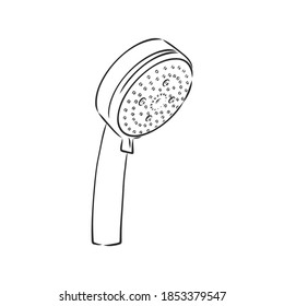 Hand-drawn sketch of shower head on a white background. Bathroom appliances. Bathroom equipment, shower head, vector sketch illustration