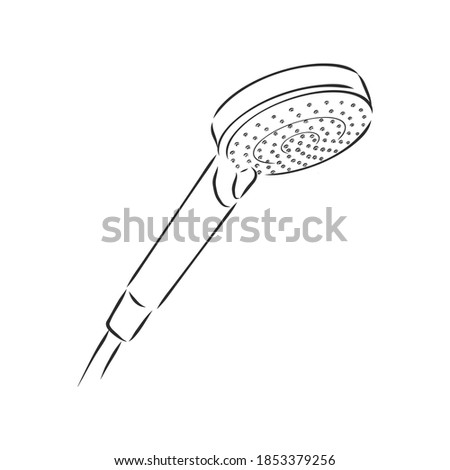 Hand-drawn sketch of shower head on a white background. Bathroom appliances. Bathroom equipment, shower head, vector sketch illustration