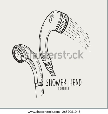 Hand-drawn sketch of shower head on a white background. Vector illustration