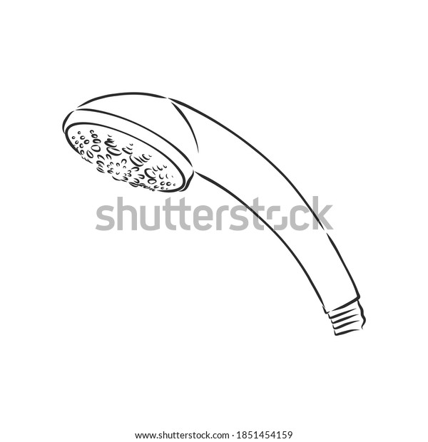 Handdrawn Sketch Shower Head On White Stock Vector (Royalty Free ...