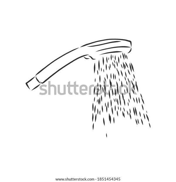 Handdrawn Sketch Shower Head On White Stock Vector (Royalty Free ...