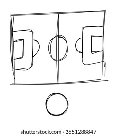 Hand-drawn sketch of a soccer field